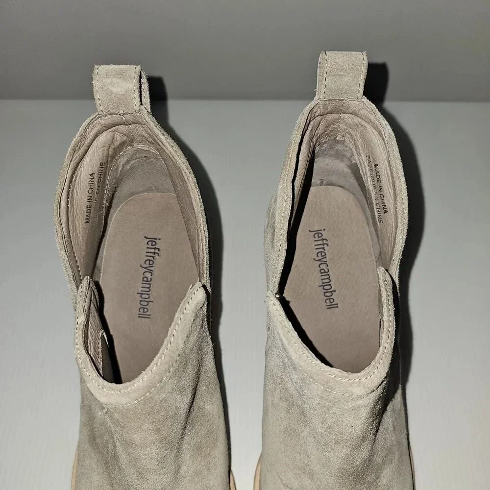 Jeffrey Campbell Rosee Ankle Boot Womens 10 Taupe Suede Western Block Heel NEW